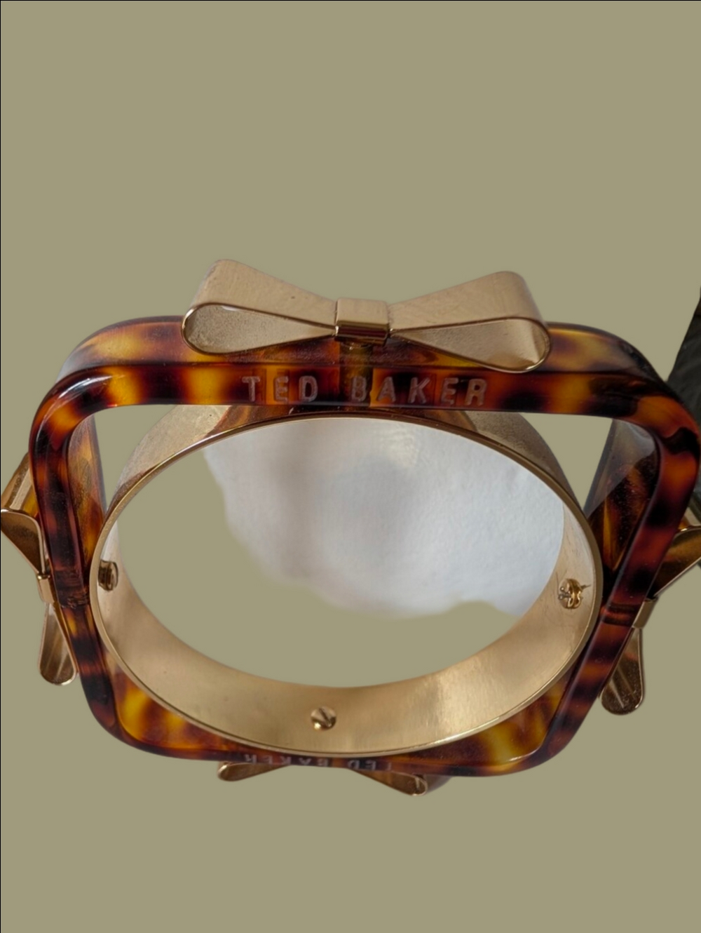 Ted Baker Tortoiseshell and Gold Bow Bangle Bracelet
